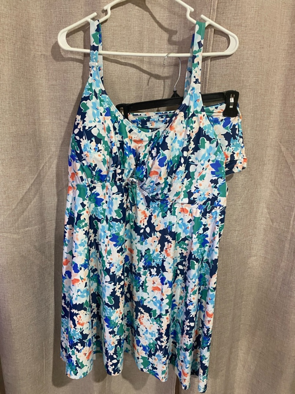 BloomChic Blue Green Floral Swim Suit with Matching Bottoms